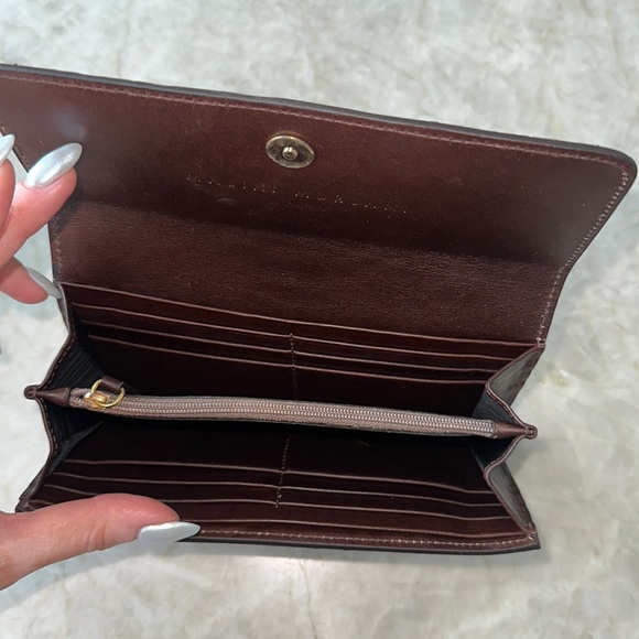 Malini Murjani Python Leather Black Beige Foldover Continental Wallet - Picture 15 of 17